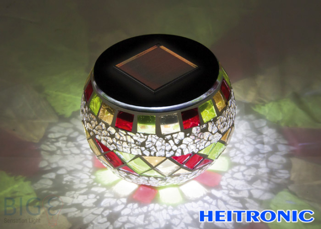 Heitronic Solar LED Tischleuchte Mosaik 2er Set 36962