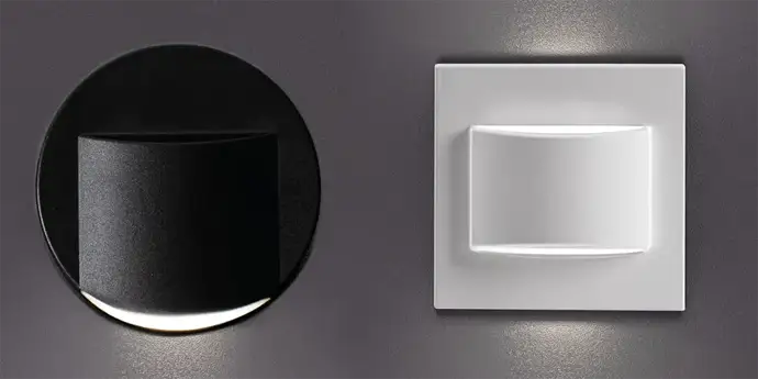 Kanlux Erinus LED-Wandeinbauleuchten in Schwarz und Weiß montiert als Wandbeleuchtung