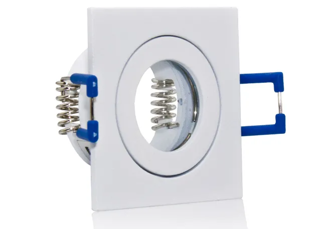 3er Feuchtraum LED Einbaustrahler Set IP44 MR11 35mm Druckguß weiß eckig mit Marken Flat LED Spot LC Light 3 Watt 230V Dimmbar