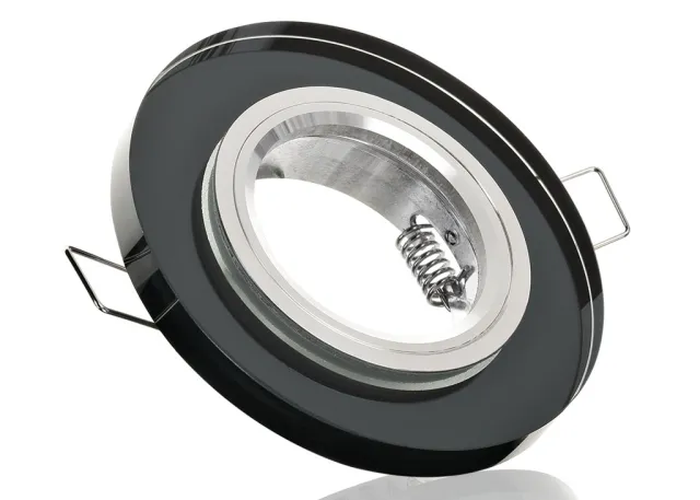 5er LED Einbaustrahler Set mit Marken GU10 LED Spot ChiliTec 5 Watt Klarglas schwarzes Kristallglas rund 30 Watt Ersatz
