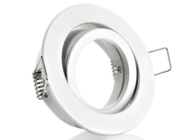 3er LED Einbaustrahler Set extra flach mit Marken Flat LED Spot McShine 5 Watt Alu-Druckguß Rund weiß Klickverschluß Dimmbar 40 Watt Ersatz