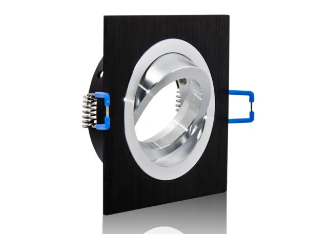 LED Einbaustrahler Set Aluminium schwarz gebürstet eckig mit Marken GU10 LED Spot LC Light 5 Watt 9 SMD DIMMBAR