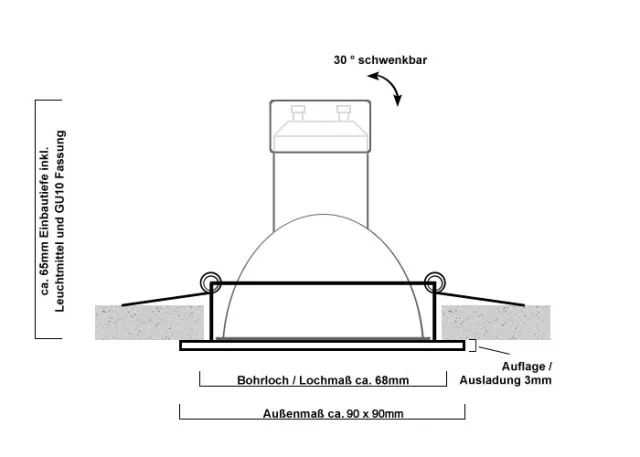 Einbaustrahler aus Aluminium BiColor Quadrat Klickverschluß