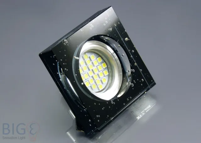 Einbaurahmen schwarzes Kristallglas - 4eckig - Blubber - Schnellspannkopf - vertieft