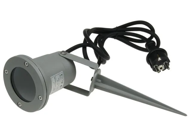 ChiliTec Gartenleuchte CT-GS10, silbergrau 230V, 1,5m Kabel+Erdspiess, GU10 Fassung