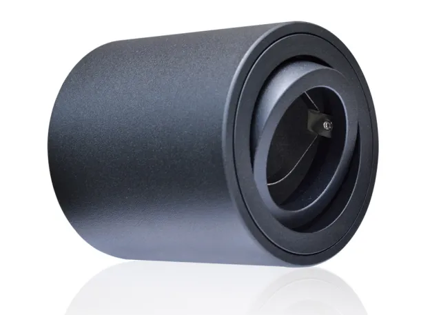 Aluminium Aufbaustrahler gebürstet rund komplett schwarz GU10