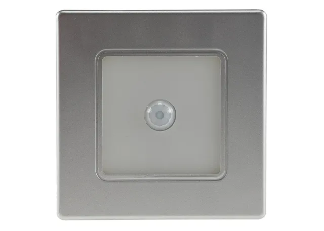 LED Wand-Einbauleuchte EBL 86 PIR 1,8W, 3000k, warmweiß, Rahmen silber Bewegungsmelder