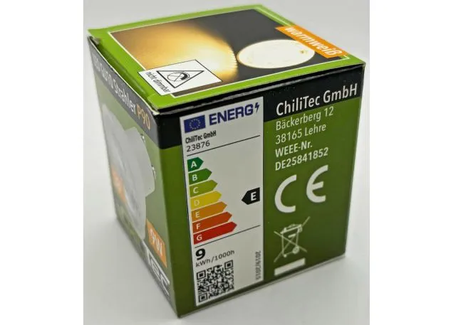 ChiliTec LED Strahler GU10 P90, 840lm, 230V/9W, 38Grad, warmweiß