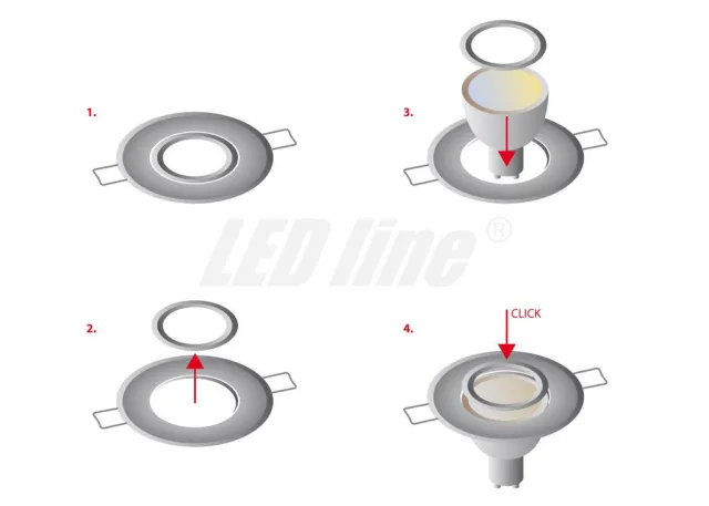 Druckguss Einbaustrahler chrome glänzend IP44 Feuchtraum MR11 / GU4 rund