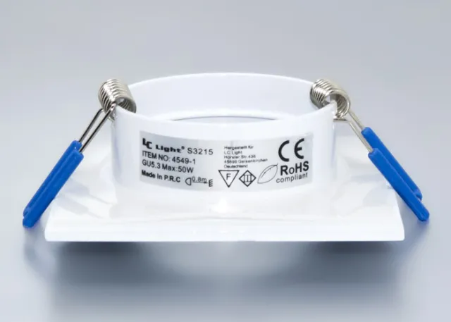 IP44 Aluminium Einbaustrahler weiß eckig Feuchtraum glänzend