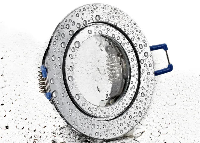 IP44 Aluminium Einbaustrahler chrom glänzend rund Feuchtraum