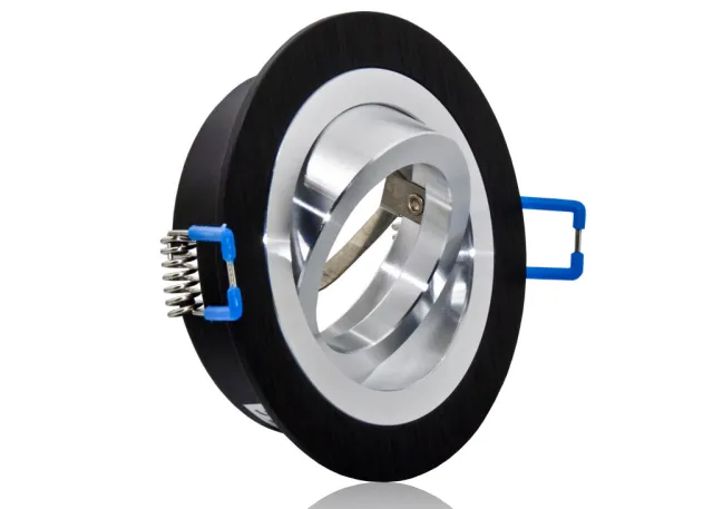 LED Einbaustrahler Set extra flach mit Marken Flat LED Spot LcLight 5 Watt Alu schwarz rund Dimmbar 40 Watt Ersatz
