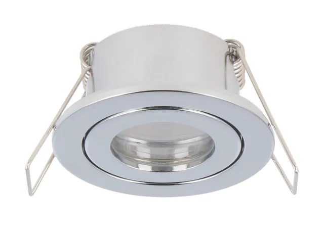 Druckguss Einbaustrahler chrome glänzend IP44 Feuchtraum MR11 / GU4 rund