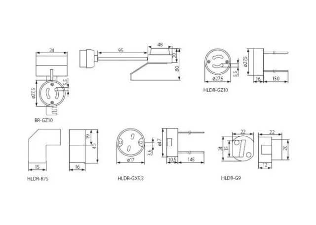 LED / Halogen Fassung GU10 Brandschutz mit Zugentlastung