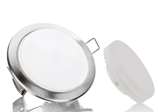 GX53 LED Einbauleuchten Set flach eisengebürstet rund mit LED GX53...