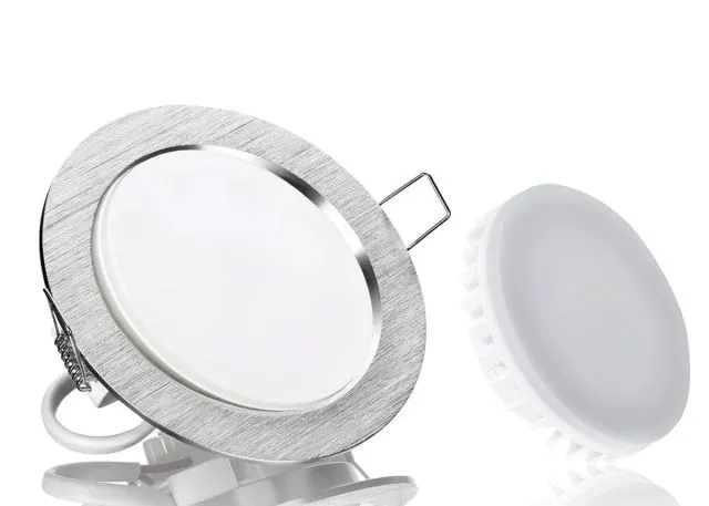 GX53 LED Einbauleuchten Set flach Aluminium gebürstet rund mit LED GX53...