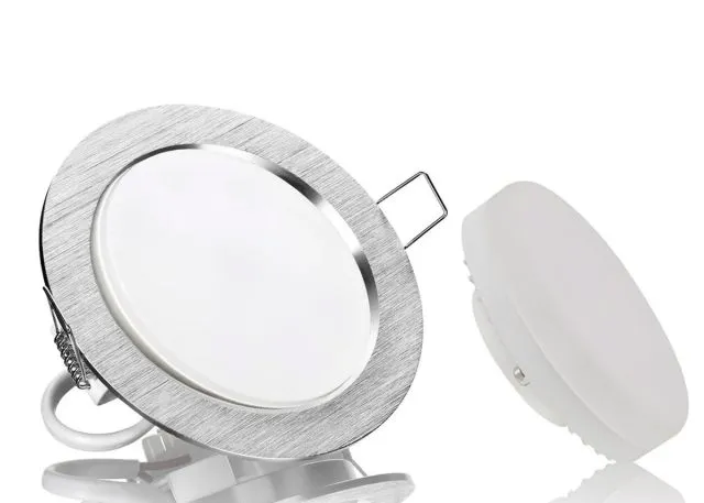 GX53 LED Einbauleuchten Set flach Aluminium gebürstet rund mit LED GX53...