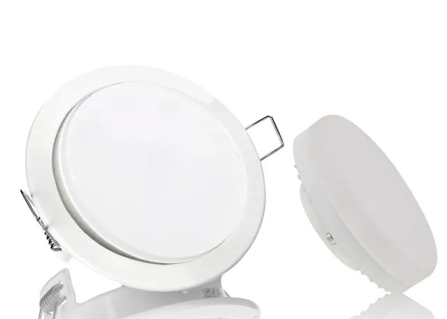 GX53 LED Einbauleuchten Set flach weiss rund mit LED GX53 Markenlampe von LC Light 6w CCT dimmbar
