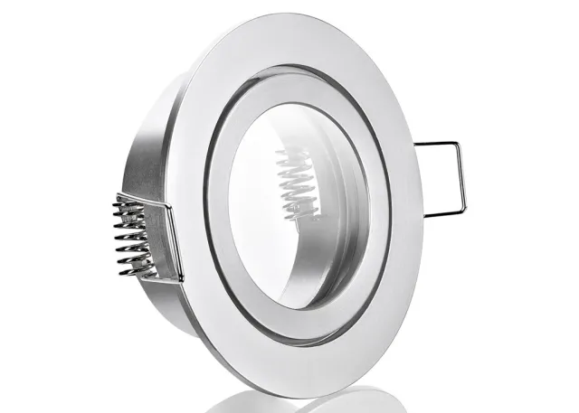 Feuchtraum LED Einbaustrahler Set IP44 Feinschliff matt rund mit Marken GU10 LED Spot LC Light 5 Watt Milchglas