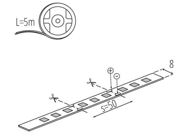 Kanlux LED-Streifen LED STRIP L60 11W - 5 Meter Rolle - Weißtöne 90Ra IP65 Innen- und Außenbereich 12V