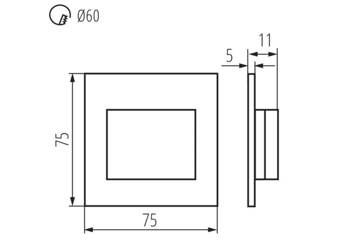 Kanlux LED-Wandeinbauleuchte Treppenleuchte ERINUS schwarz eckig