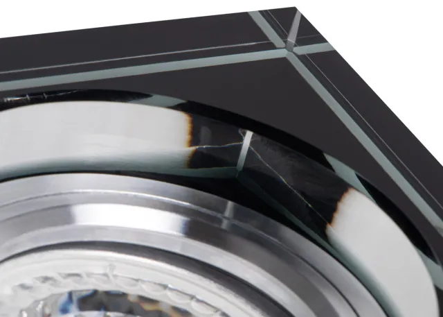 Kanlux Premium Einbaurahmen schwarzes Kristallglas - Eckig - Schnellspannkopf - tief Morta B