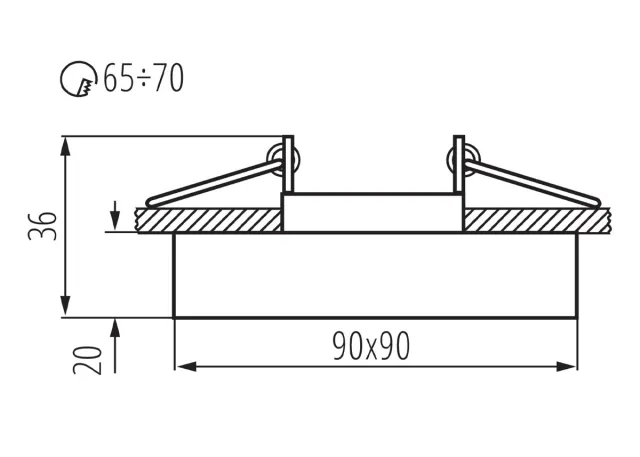 Kanlux Premium Einbaurahmen schwarzes Kristallglas - Eckig - Schnellspannkopf - tief Morta B
