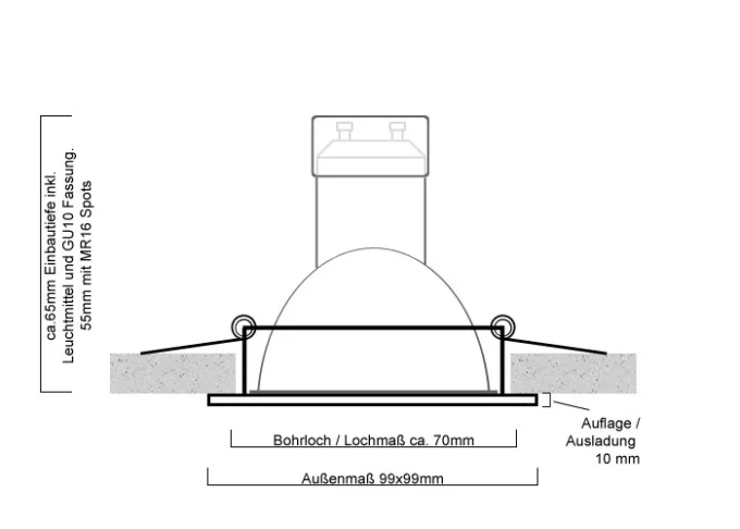 Kanlux Design Einbaustrahler BONIS DSL-C chrom eckig asymetrisch
