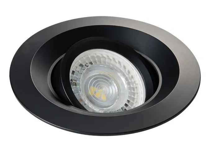 LED Einbaustrahler Set GU10 Aluminium rund schwarz matt mit Marken LED Spot LC Light 3 Watt Glas