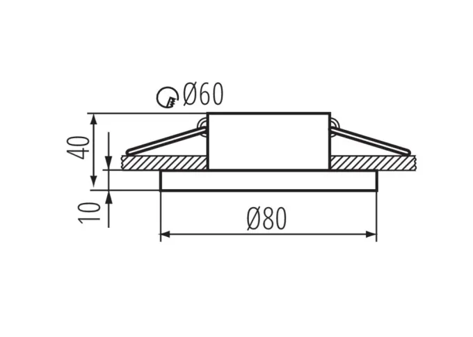 Kanlux Einbaustrahler FLINI schwarz matt rund für Feuchträume IP44, mattes Frontglas