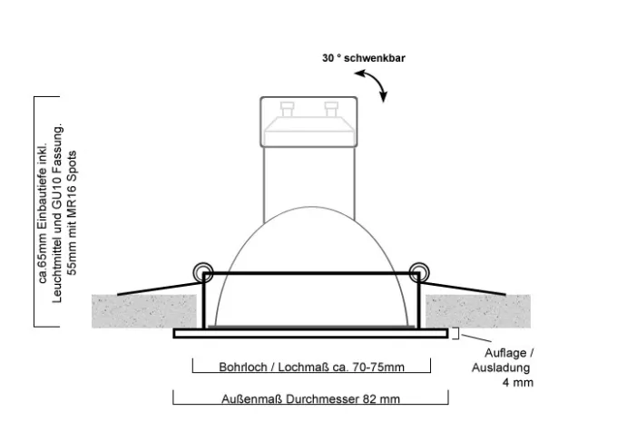 Kanlux Einbaustrahler aus Aluminium BiColor Rund Schwarz GWEN CT