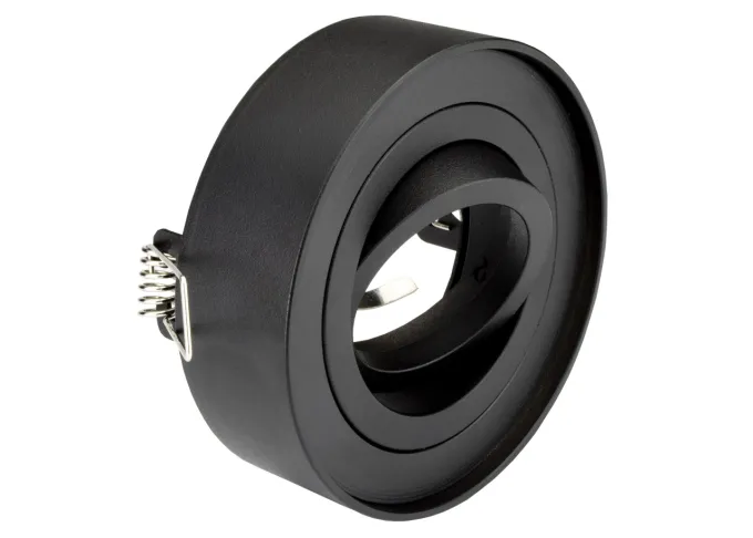 LED Einbaustrahler Set GU10 Aluminium rund schwarz matt mit Marken LED Spot LC Light 5 Watt Milchglas