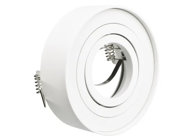 LED Einbaustrahler Set GU10 Aluminium rund weiß matt mit Marken LED Spot LC Light 5 Watt Milchglas