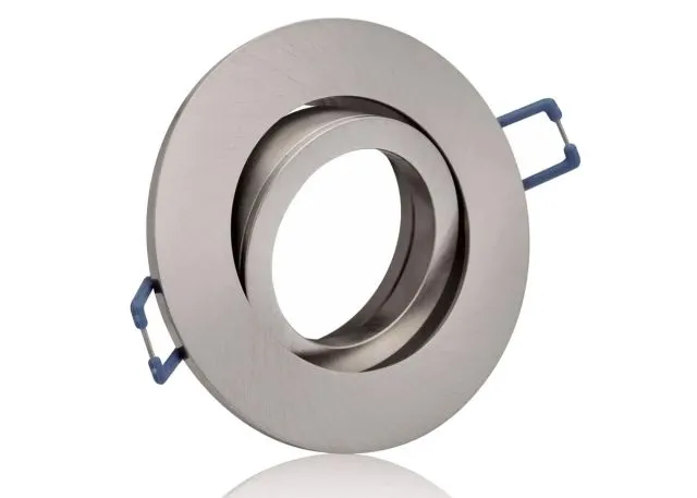 LED Einbaustrahler Set extra flach mit Marken Flat LED LC Light 5 Watt CCT Alu-Druckguß Rund eisengebürstet