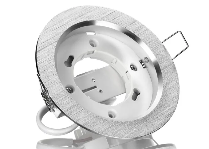 GX53 LED Einbauleuchten Set flach Aluminium gebürstet rund mit LED GX53 Markenlampe von LC Light 6w CCT dimmbar