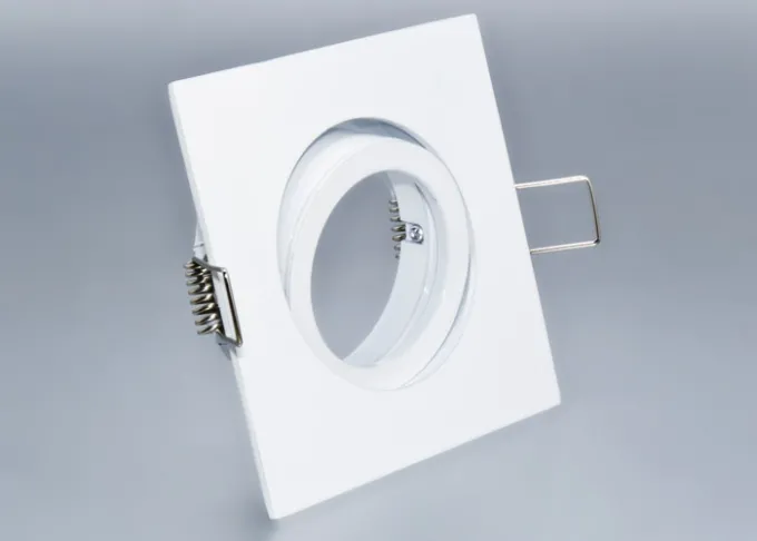 Druckguss Einbaustrahler weiß matt eckig - schwenkbar - Klickverschluss