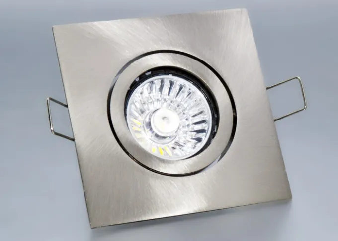 Druckguss Einbaustrahler eisengebürstet eckig - schwenkbar - Klickverschluss