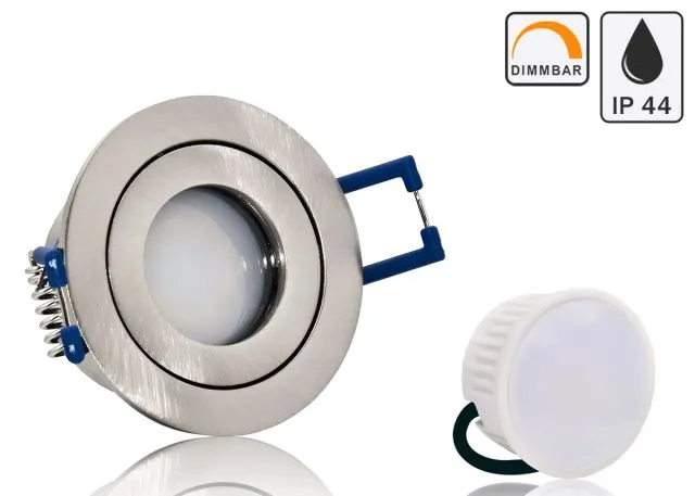 Feuchtraum LED Einbaustrahler Set IP44 MR11 35mm Druckguß gebürstet rund mit...