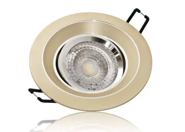 LED Einbaustrahler Set GU10 Aluminium rund gold matt mit Marken LED Spot Kanlux TOMIV2 7 Watt
