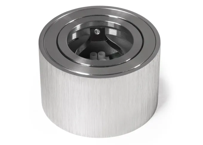 Aluminium Aufbaustrahler gebürstet rund kurz Aluminium BiColor fuer LED Module Mc Shine