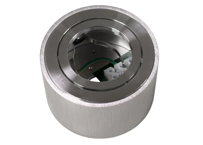 Aluminium Aufbaustrahler gebürstet rund kurz Aluminium BiColor fuer LED Module Mc Shine