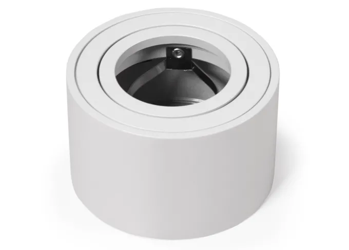 Aluminium Aufbaustrahler gebürstet rund kurz komplett weiss fuer LED Module Mc Shine