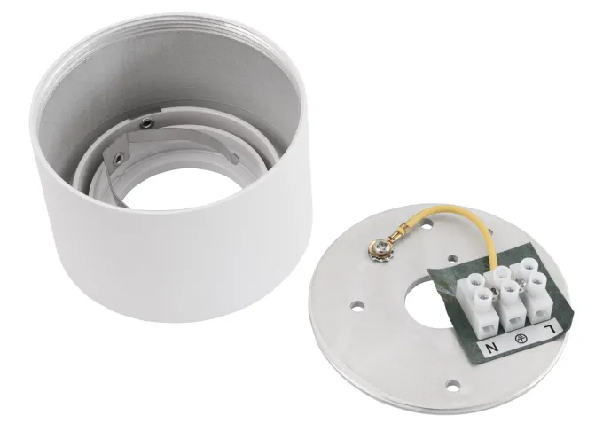 Aluminium Aufbaustrahler gebürstet rund kurz komplett weiss fuer LED Module Mc Shine