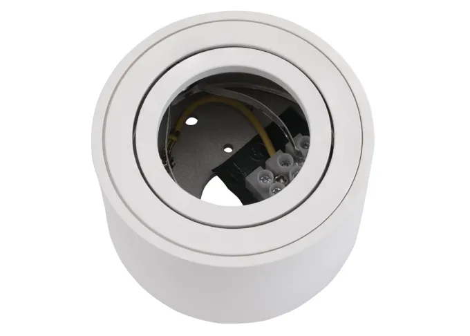 Aluminium Aufbaustrahler gebürstet rund kurz komplett weiss fuer LED Module Mc Shine