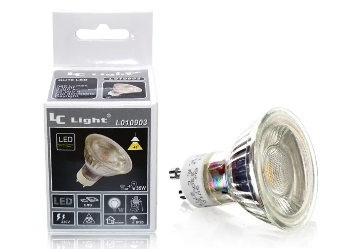 LED Einbaustrahler Set mit Marken GU10 LED Spot LC Light 5 Watt schwarzes Kristallglas rund 35 Watt Ersatz