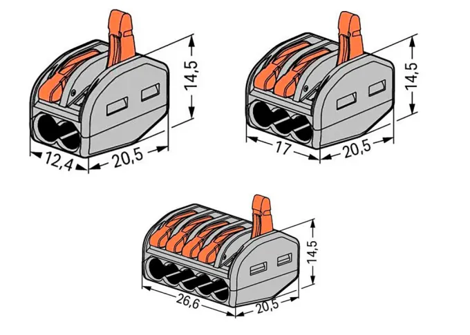WAGO Montageklemmen Classic alle Leiterarten - 2, 3 oder 5 Klemmstellen - max. 4m2