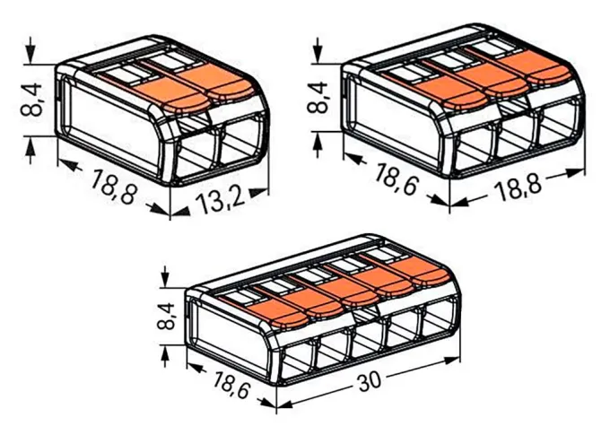WAGO Montageklemmen Compact alle Leiterarten - 2, 3 oder 5 Klemmstellen - max. 4m2