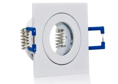 3er Feuchtraum LED Einbaustrahler Set IP44 MR11 35mm Druckguß weiß eckig mit Marken Flat LED Spot LC Light 3 Watt 230V Dimmbar