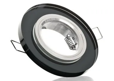 5er LED Einbaustrahler Set mit Marken GU10 LED Spot ChiliTec 5 Watt Klarglas schwarzes Kristallglas rund 30 Watt Ersatz