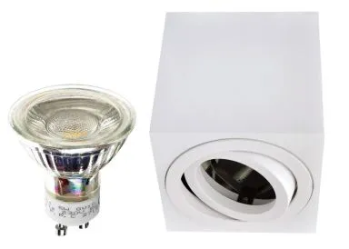 LED Aufbaustrahler Set Würfel Cube Aluminium gebürstet komplett weiß mit LED Markenspot LC Light 5 Watt